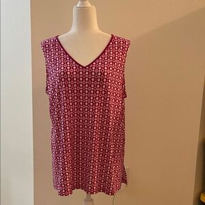 Susan Graver Sleeveless Geometric Top - Red and White